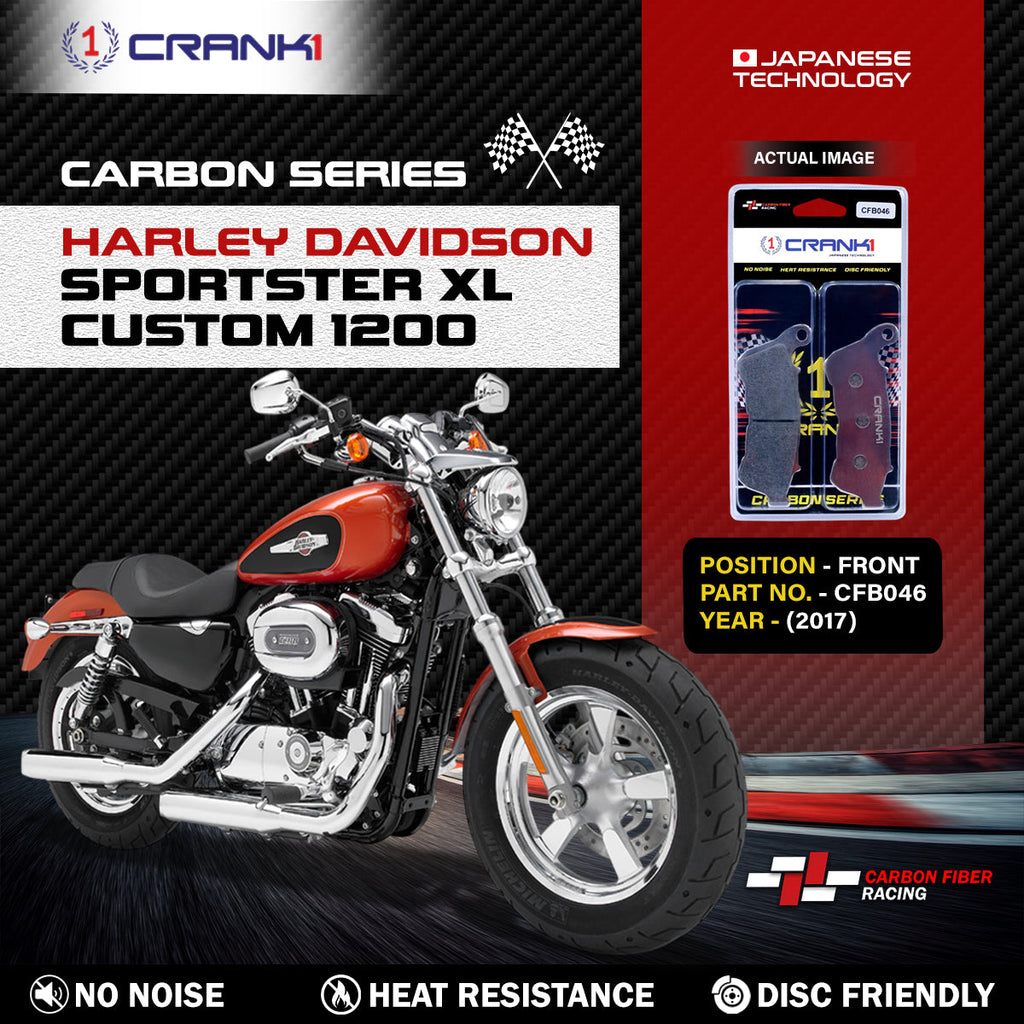 Carbon Brake Pads For Harley Davidson Sportster XL Custom 1200 (2017) - Front - CFB046 - 1 Set - CRANK1