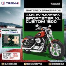 Load image into Gallery viewer, Sintered Brake Pads For Harley Davidson Sportster XL Custom 1200 (2017) - Rear - CB452 - 1 Set - CRANK1