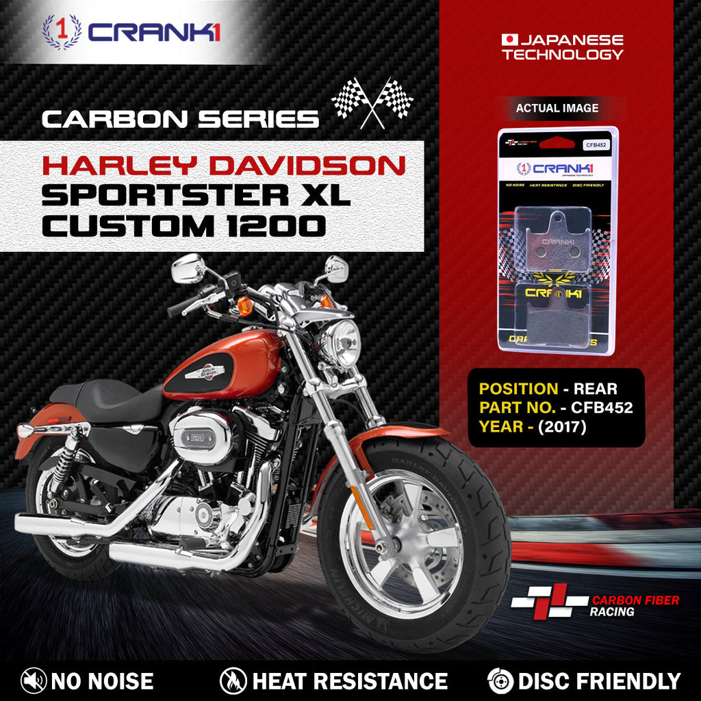 Carbon Brake Pads For Harley Davidson Sportster XL Custom 1200 (2017) - Rear - CFB452 - 1 Set - CRANK1