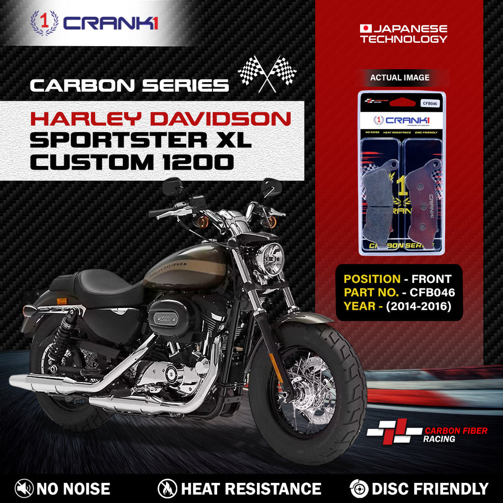 Carbon Brake Pads For Harley Davidson Sportster XL Custom 1200 (2014-2016) - Front - CFB046 - 1 Set - CRANK1