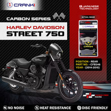 Load image into Gallery viewer, Carbon Brake Pads For Harley Davidson Street 750 (2014-2015) - Rear - CFB346 - 1 Set - CRANK1
