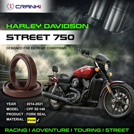 Fork Oil Seals Pair For Harley Davidson Street 750 (2014-2021) - CPF55-148 - CRANK1