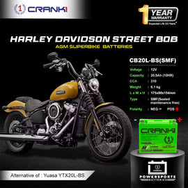 Battery For Harley Davidson Street Bob (2012-2025) - CB20L-BS - Factory Activated - CRANK1