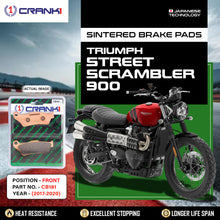 Load image into Gallery viewer, Sintered Brake Pads For Triumph Street Scrambler 900 (2017-2020) - Front - CB181 - 2 Sets Required - CRANK1