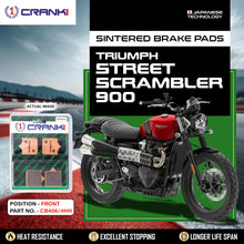 Load image into Gallery viewer, Sintered Brake Pads For Triumph Street Scrambler 900 - Front - CB406/4 - 1 Set - CRANK1