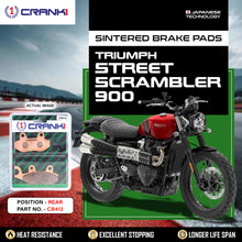 Load image into Gallery viewer, Sintered Brake Pads Triumph Street Scrambler 900 - Rear - CB412 - 1 Set - CRANK1