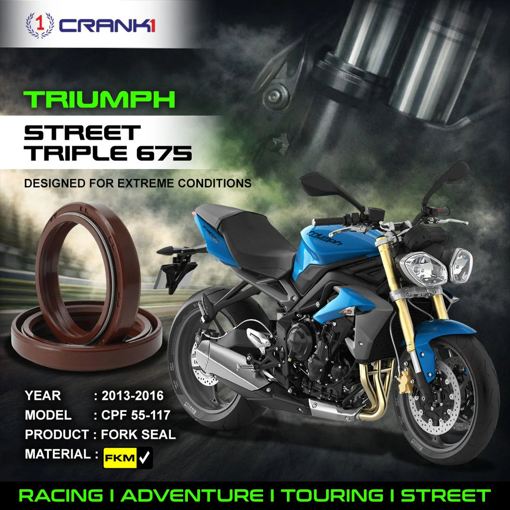 Fork Oil Seals Pair For Triumph Street Triple 675 (2013-2016) - CPF55-117 - CRANK1