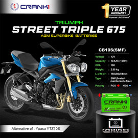 Battery For Triumph Street Triple 675 (2010-2025) - CB10S - Factory Activated - CRANK1