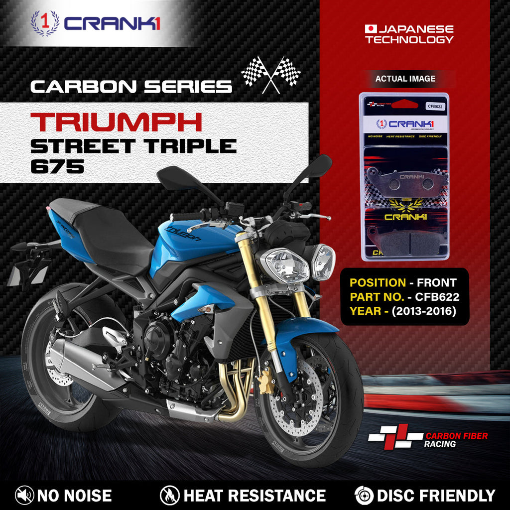 Carbon Brake Pads For Triumph Street Triple 675 (2013-2016) - Front - CFB622 - 2 Sets - CRANK1