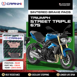 Sintered Brake Pads For Triumph Street Triple 675 (2013-2016) - Rear - CB312- 1 Set - CRANK1