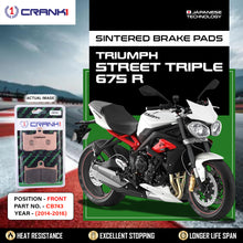 Load image into Gallery viewer, Sintered Brake Pads For Triumph Street Triple 675 R (2014-2016) - Front - CB743 - 2 Sets Required - CRANK1