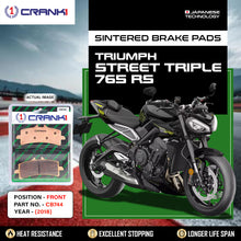 Load image into Gallery viewer, Sintered Brake Pads For Triumph Street Triple 765 RS (2018) - Front - CB744 - 2 Sets - CRANK1