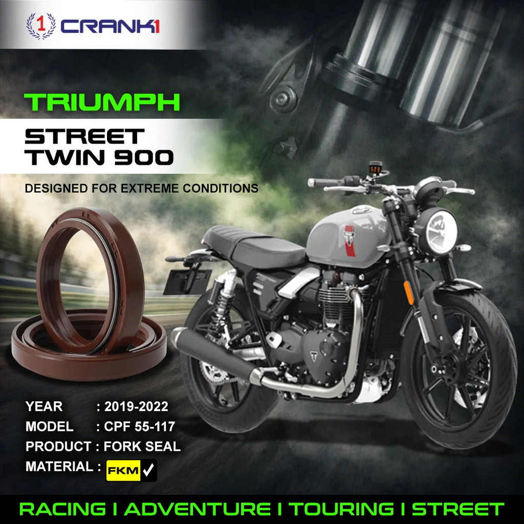 Fork Oil Seals Pair For Triumph Street Twin 900 (2019-2022) - CPF55-117 - CRANK1