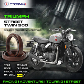 Fork Oil Seals Pair For Triumph Street Twin 900 (2019-2022) - CPF55-117 - CRANK1