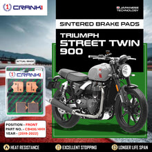 Load image into Gallery viewer, Sintered Brake Pads For Triumph Street Twin 900 (2019-2022) - Front - CB406/4 - 1 Set - CRANK1