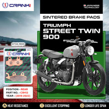 Load image into Gallery viewer, Sintered Brake Pads For Triumph Street Twin 900 (2019-2022) - Rear - CB412 - 1 Set - CRANK1