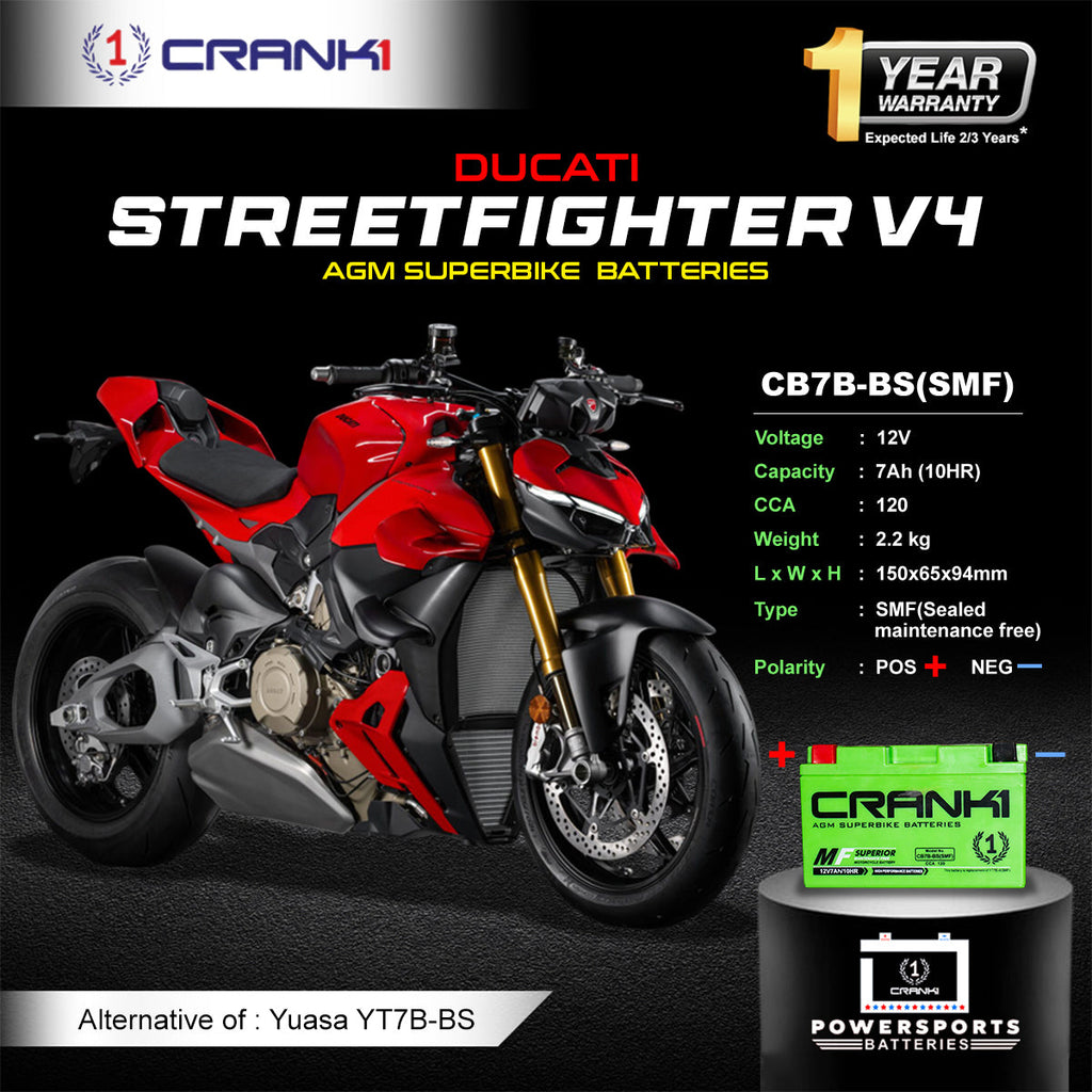 Battery For Ducati Streetfighter V4 (2021-2025) - CB7B-BS - Factory Activated - CRANK1
