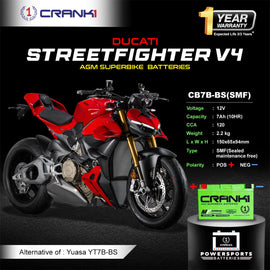 Battery For Ducati Streetfighter V4 (2021-2025) - CB7B-BS - Factory Activated - CRANK1