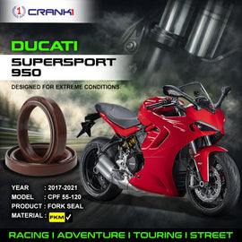 Fork Oil Seals Pair For Ducati SuperSport 950 (2017-2021) - CPF55-120 - CRANK1