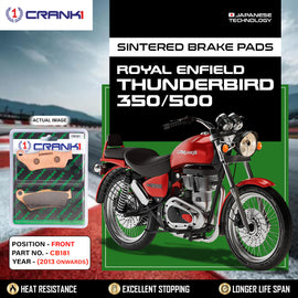 Sintered Brake Pads For Royal Enfield Thunderbird 350/500Â (2013 Onwards)  - Front - CB181 - 1 Set - CRANK1