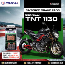 Load image into Gallery viewer, Sintered Brake Pads For Benelli TNT 1130 (2005-2014) - Front - CB706 - 2 Sets - CRANK1