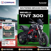 Load image into Gallery viewer, Sintered Brake Pads For Benelli TNT 300 (2015 Onwards) - Rear - CB896 - 1 Set  - CRANK1