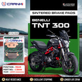 Sintered Brake Pads For Benelli TNT 300 (2015 Onwards) - Rear - CB896 - 1 Set  - CRANK1