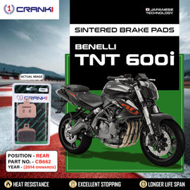Sintered Brake Pads For Benelli TNT 600i (2014 Onwards) - Rear - CB662 - 1 Set  - CRANK1