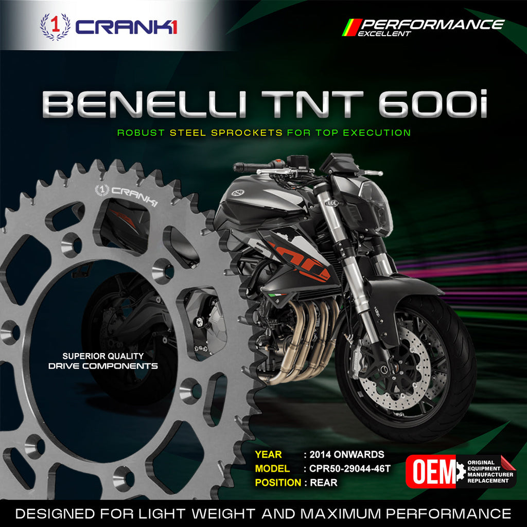Sprocket For Benelli TNT 600i (2014 Onwards) - Rear - CPR50-29044-46T - CRANK1