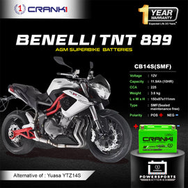 Battery For Benelli TNT 899 - CB14S - Factory Activated - CRANK1