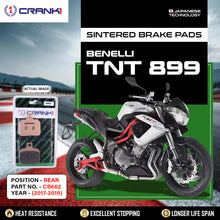 Load image into Gallery viewer, Sintered Brake Pads For Benelli TNT 899 (2017-2019) - Rear - CB662 - 1 Set  - CRANK1