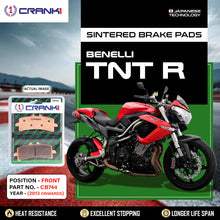 Load image into Gallery viewer, Sintered Brake Pads For Benelli TNT R (2013 Onwards) - Front - CB744 - 2 Sets  - CRANK1