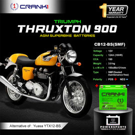 Battery For Triumph Thruxton 900 (2003-2025) - CB12-BS - Factory Activated - CRANK1