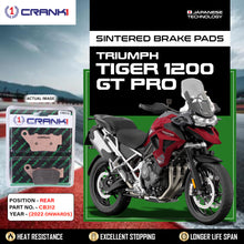 Load image into Gallery viewer, Sintered Brake Pads For Triumph Tiger 1200 GT Pro (2022 Onwards) - Rear - CB312 - 1 Set - CRANK1