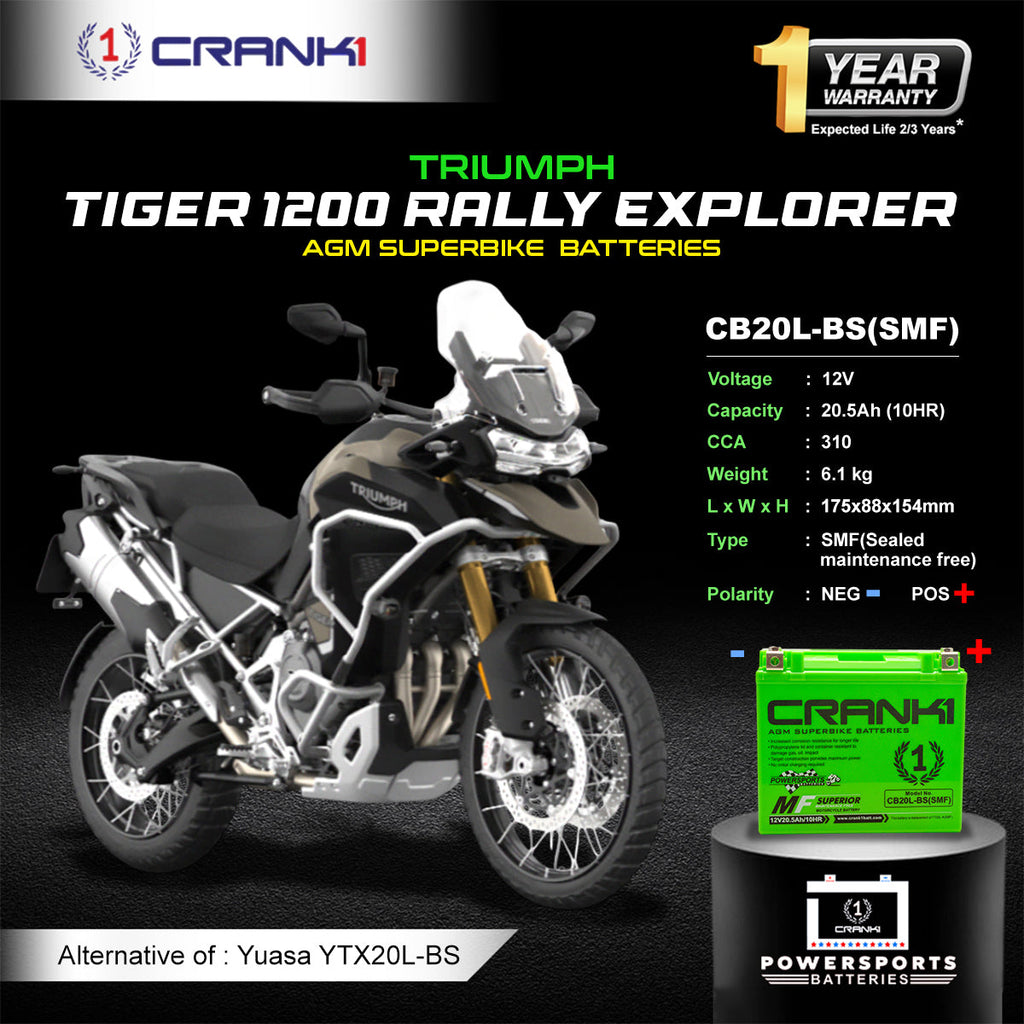 Battery For Triumph Tiger 1200 Rally Explorer - CB20L-BS - Factory Activated - CRANK1
