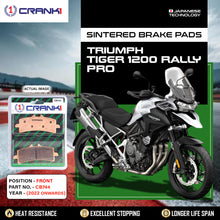 Load image into Gallery viewer, Sintered Brake Pads For Triumph Tiger 1200 Rally Pro (2022 Onwards) - Front - CB744 - 2 Sets - CRANK1
