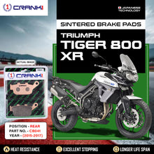 Load image into Gallery viewer, Sintered Brake Pads For Triumph Tiger 800 XR (2015-2018) - Rear - CB041 - 1 Set - CRANK1