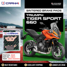 Load image into Gallery viewer, Sintered Brake Pads For Triumph Tiger Sport 660 (2022 Onwards) - Rear - CB041 - 1 Set - CRANK1