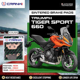 Sintered Brake Pads For Triumph Tiger Sport 660 (2022 Onwards) - Rear - CB041 - 1 Set - CRANK1