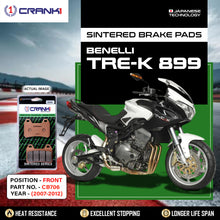 Load image into Gallery viewer, Sintered Brake Pads For Benelli Tre-K 899 (2007-2012) - Front - CB706 - 2 Sets - CRANK1
