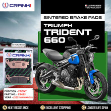 Load image into Gallery viewer, Sintered Brake Pads For Triumph Trident 660 (2021 Onwards) - Front - CB622 - 2 Sets - CRANK1