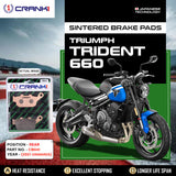 Sintered Brake Pads For Triumph Trident 660Â (2021 Onwards) - Rear - CB041 - 1 Set - CRANK1