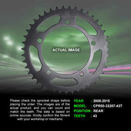 Sprocket For Triumph Bonneville T100 (2008-2015) - Rear - CPR50-32207-43T - CRANK1