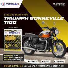 Load image into Gallery viewer, Ceramic Brake Pad For Triumph Bonneville T100 (2014-2016) - Rear - CRM043/2 - 1 Set - Crank1