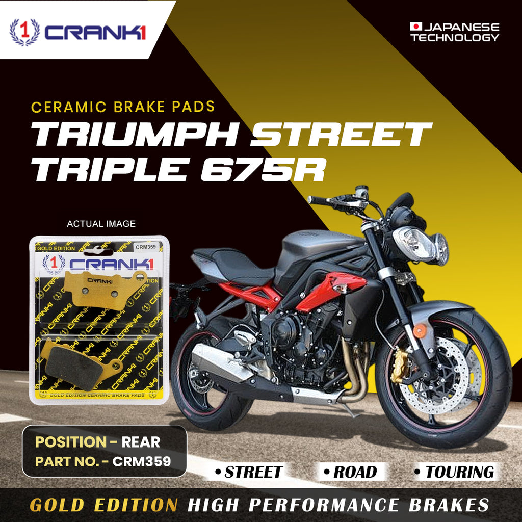 Ceramic Brake Pad For Triumph Street Triple 675R - Rear - CRM359 - 1 Set - CRANK1