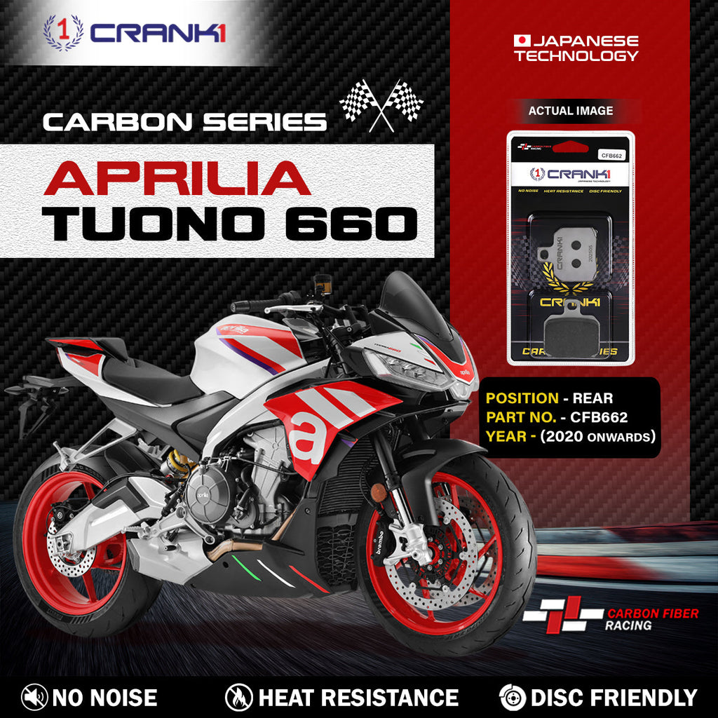 Carbon Brake Pads For Aprilia Tuono 660 (2020 Onwards) - Rear - CFB662 - 1 Set - CRANK1