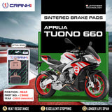 Sintered Brake Pads For Aprilia Tuono 660 (2020 Onwards) - Rear - CB662 - 1 Set  - CRANK1