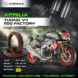 Fork Oil Seals Pair For Aprilia Tuono V4 1100 Factory (2017-2020) - CPF55-157 - CRANK1