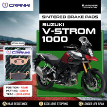 Load image into Gallery viewer, Sintered Brake Pads For Suzuki V-Strom 1000 (2014-2016) - Rear - CB914 - 1 Set - CRANK1