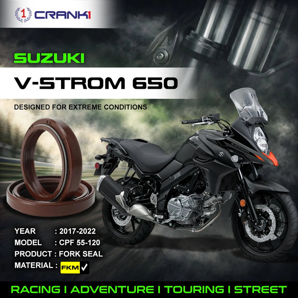 Fork Oil Seals Pair For Suzuki V-Strom 650 (2017-2022) - CPF55-120 - CRANK1